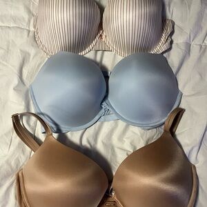 Victoria's Secret Smooth T-Shirt Bras in Blue, Taupe, Blush Stripe